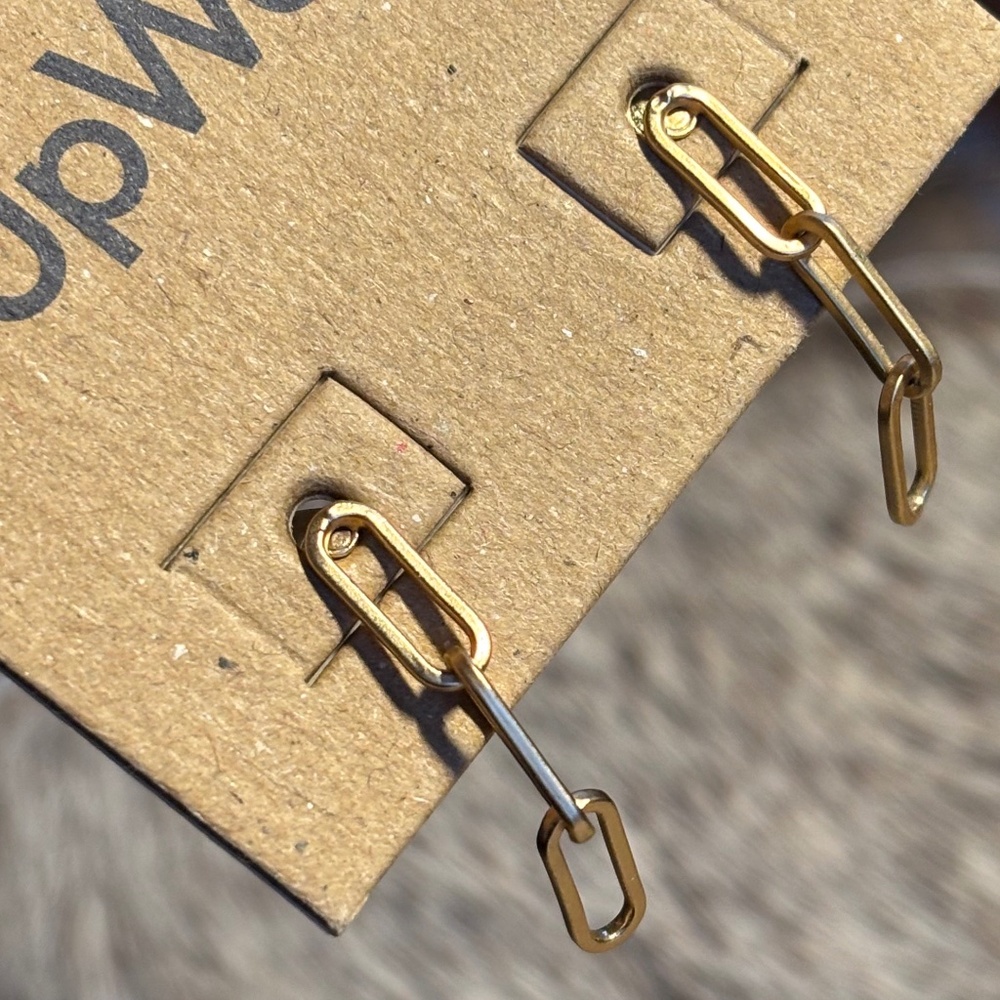 Up West Gold Chain Earring 1" long